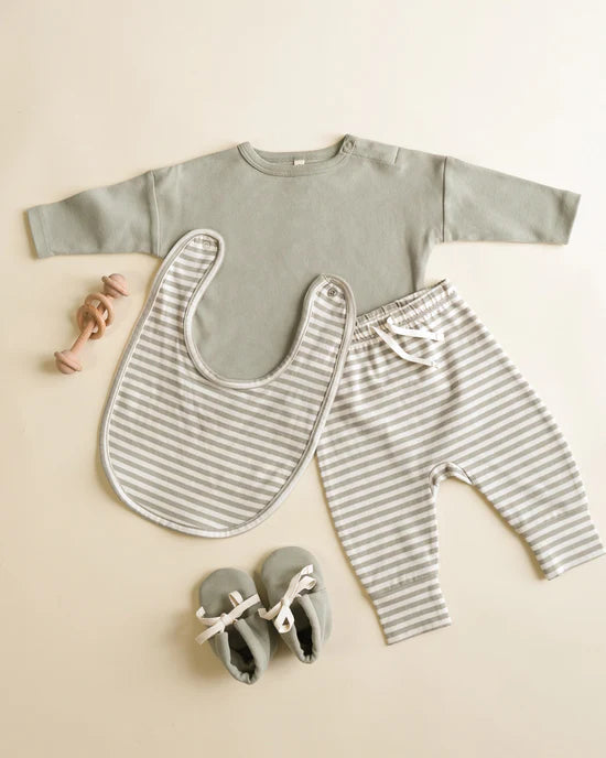 Quincy Mae - 2 Pack Jersey Snap Bib - Fox Land & Fern Stripe