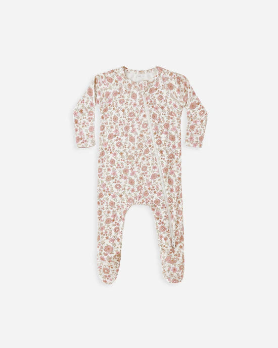 Quincy Mae - Bamboo Zip Footie - Bloom