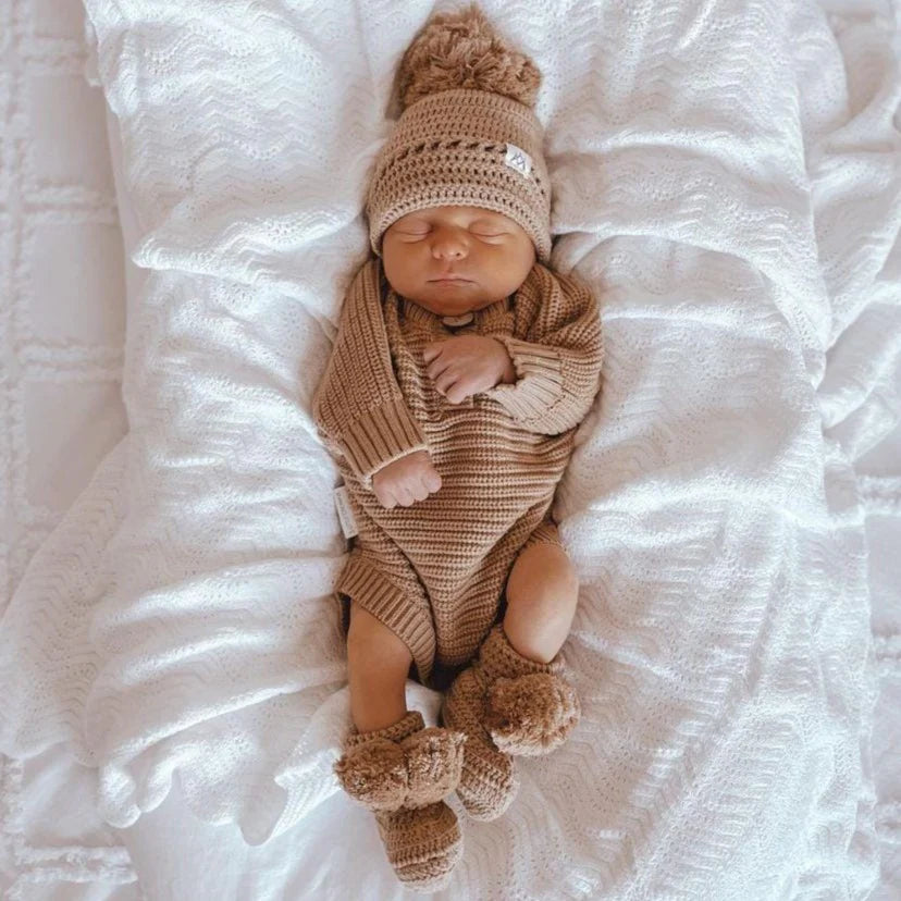 3 Little Crowns - Textured Knit Bodysuit - Coco