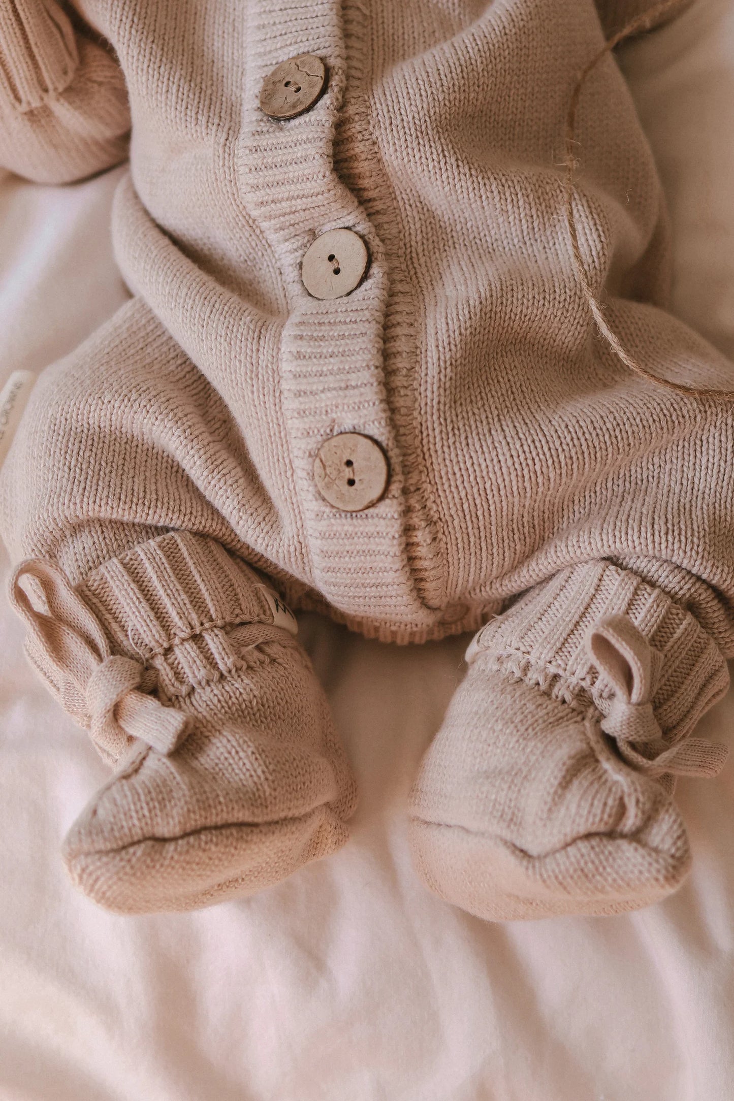 3 Little Crowns - Knitted Booties - Mushroom