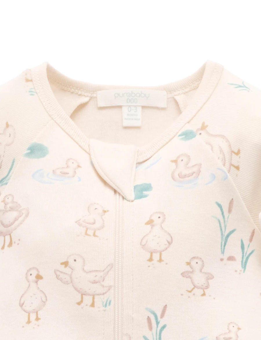 Purebaby - Zip Growsuit - Garden Goose