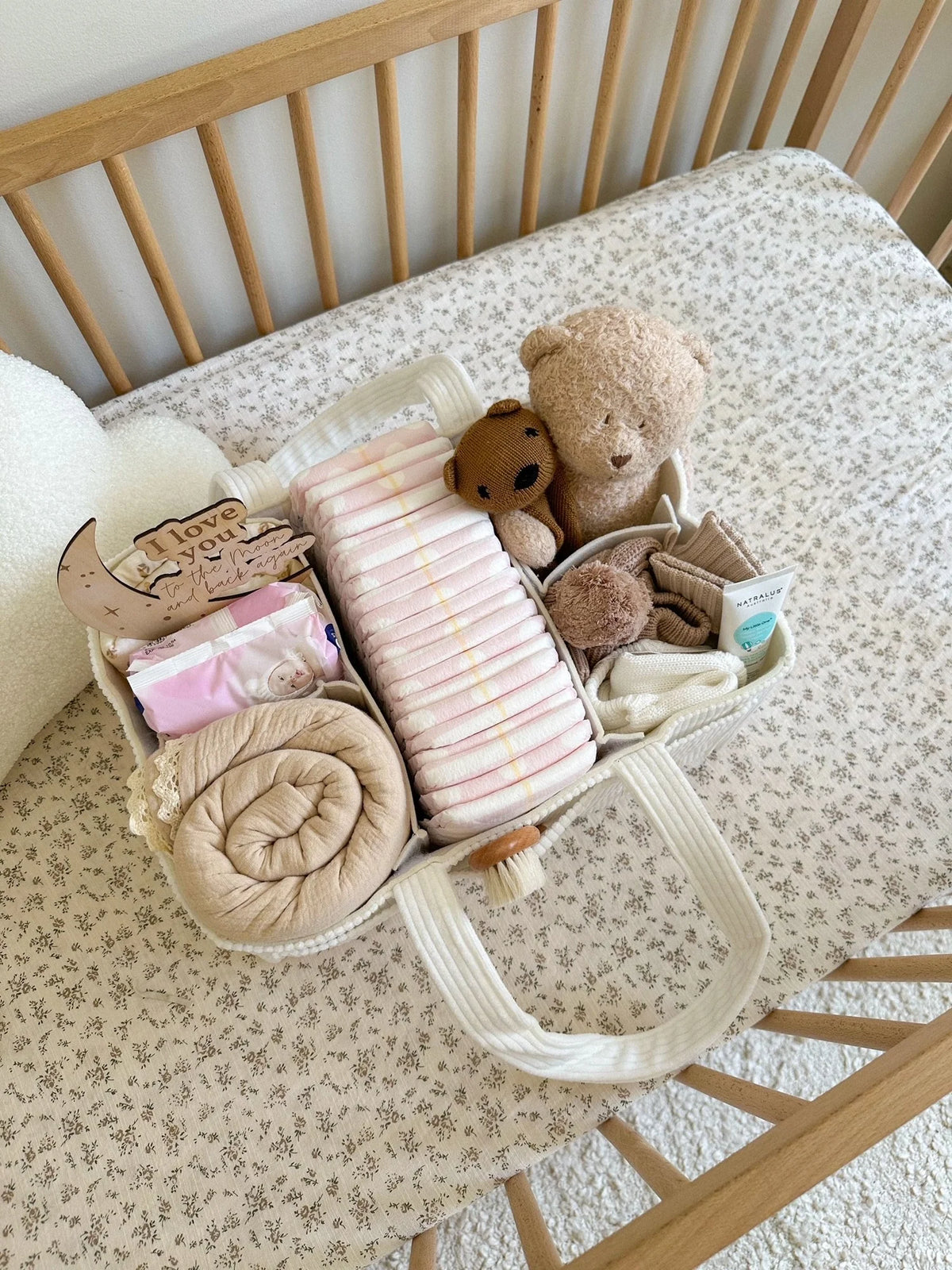 Petite + Co - Nappy Caddy Organised - Cord White