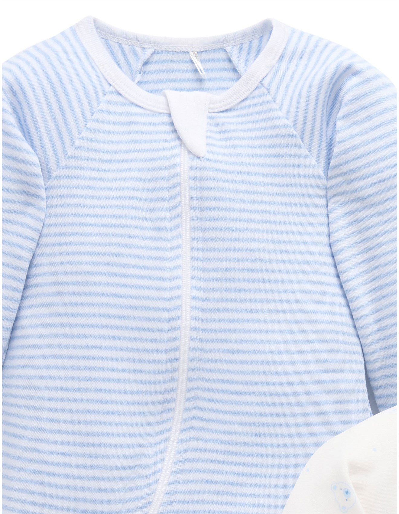 Purebaby - 2 Pack Bear Zip Growsuit - Pale Blue