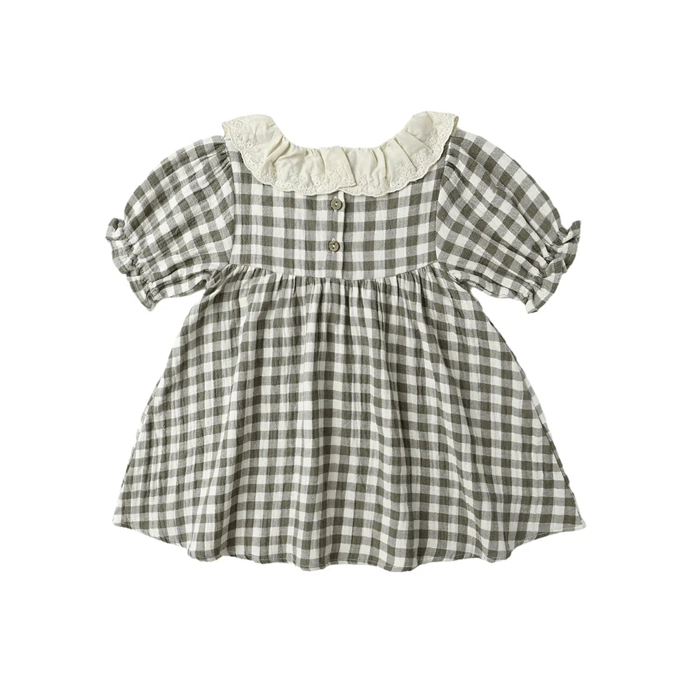 Quincy Mae - Callie Short Sleeve Dress - Forest Check