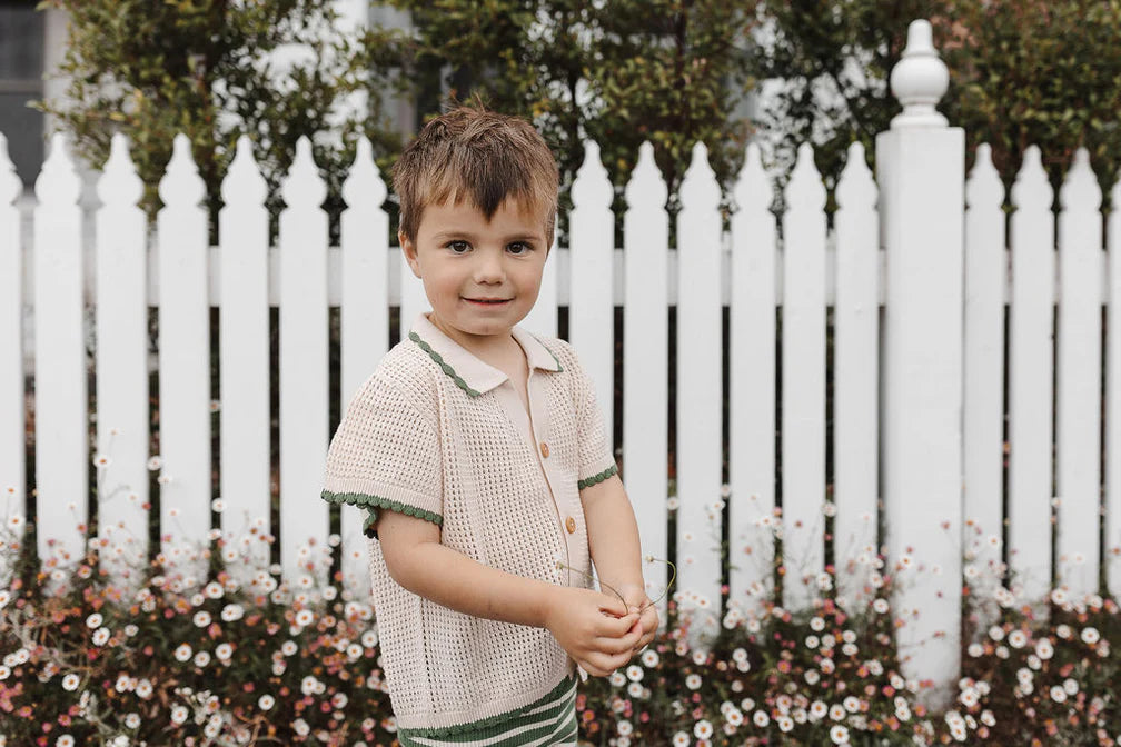 The Rest - Scallop Crochet Shirt - Clover