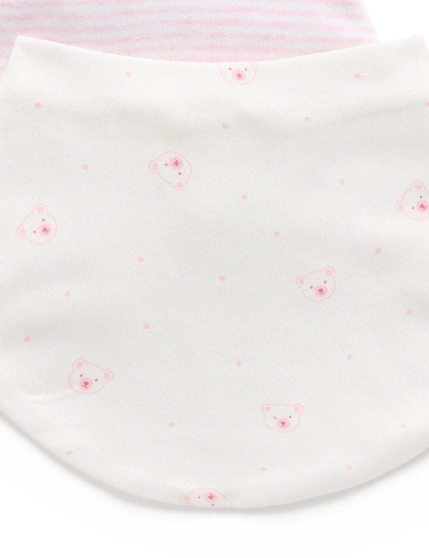 Purebaby - 2 Pack Essential Dribble Bib - Pale Pink Bear
