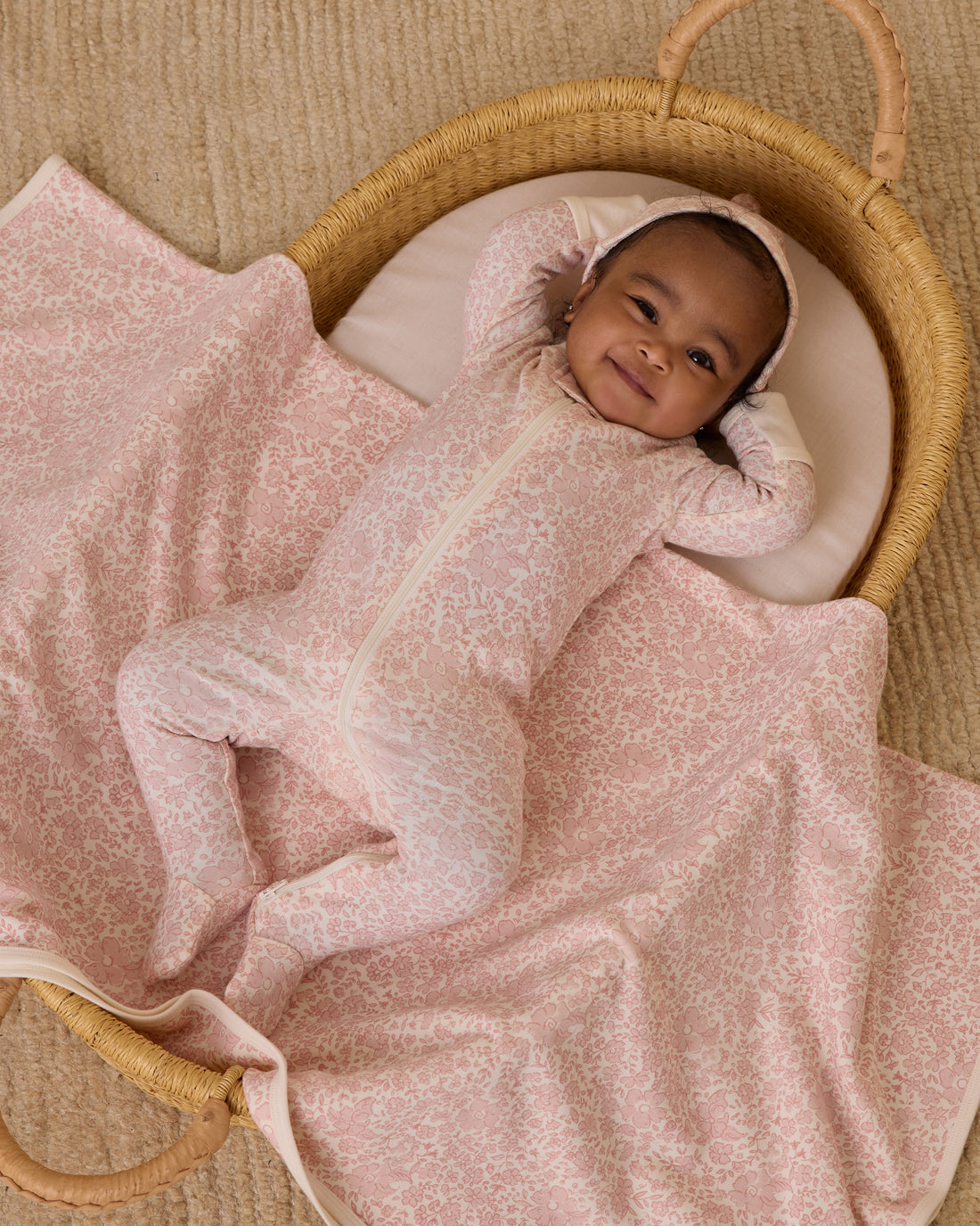 Quincy Mae - Zip Long Sleeve Sleeper Footie - Pink Blossom
