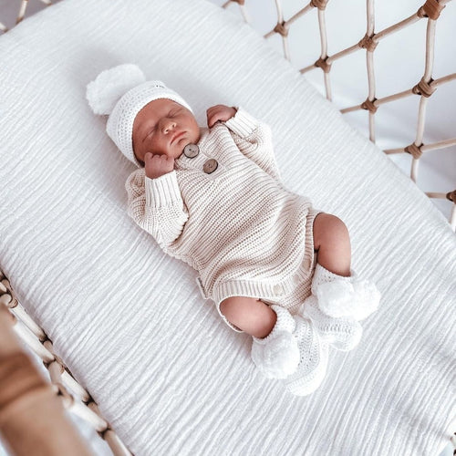 3 Little Crowns - Textured Knit Bodysuit - Oat