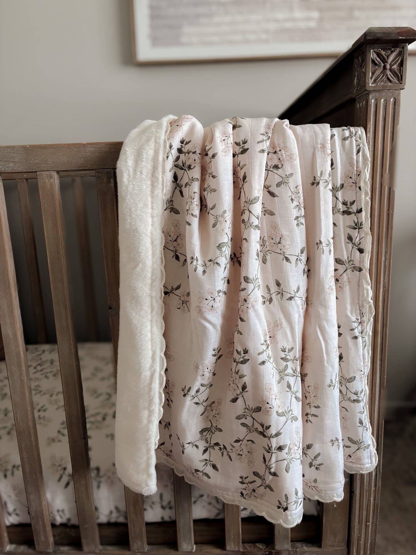 Fleur Blanche Fur Lined Cot Blanket
