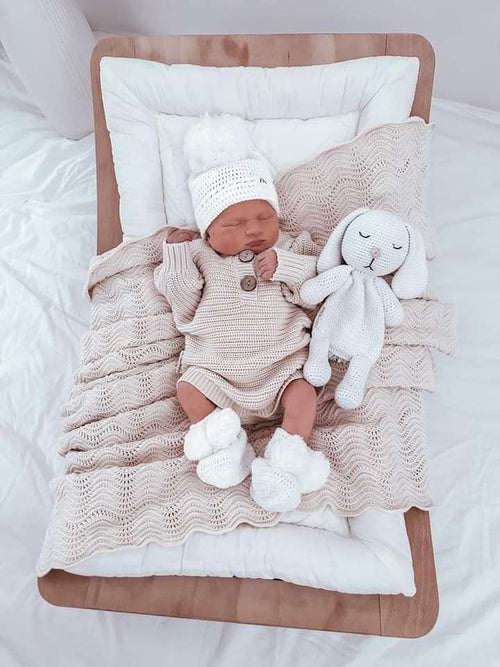 3 Little Crowns - Textured Knit Bodysuit - Oat