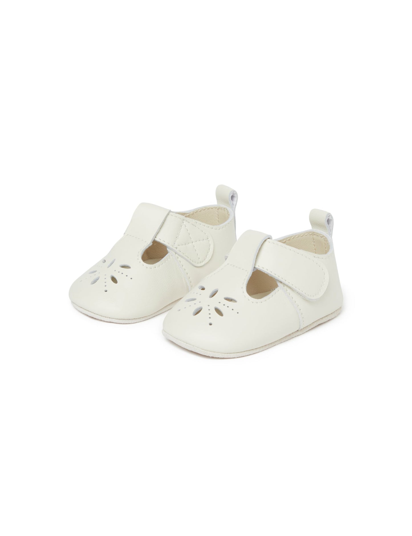 Purebaby - Leather Eyelet T-Bar - Vanilla