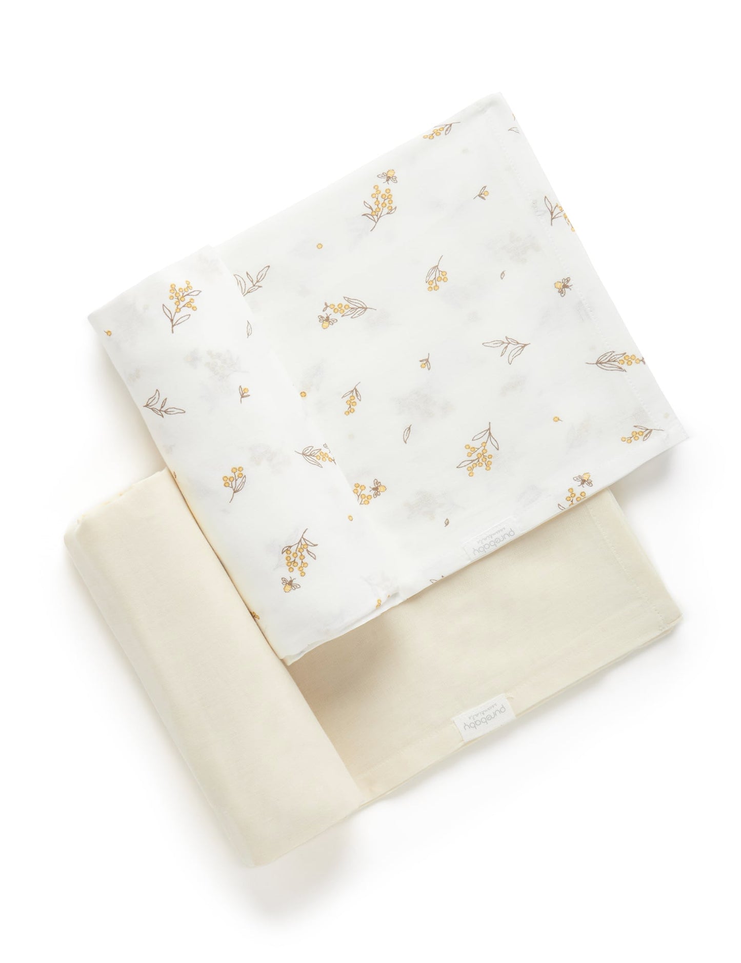 Purebaby - Muslin Wrap 2 Pack - Wheat Wattle Bee