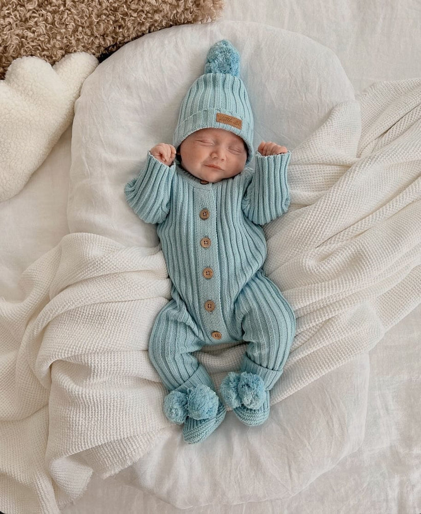 Little B's Nursery - Ribbed Romper - Blue