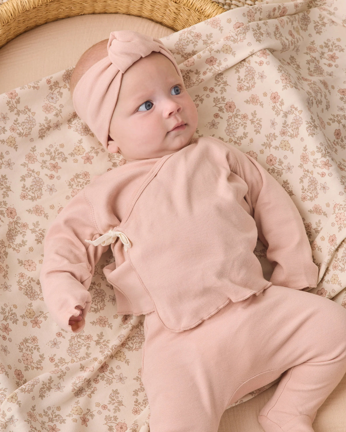 Quincy Mae - Wrap Top + Footed Pant Set - Dusty Rose