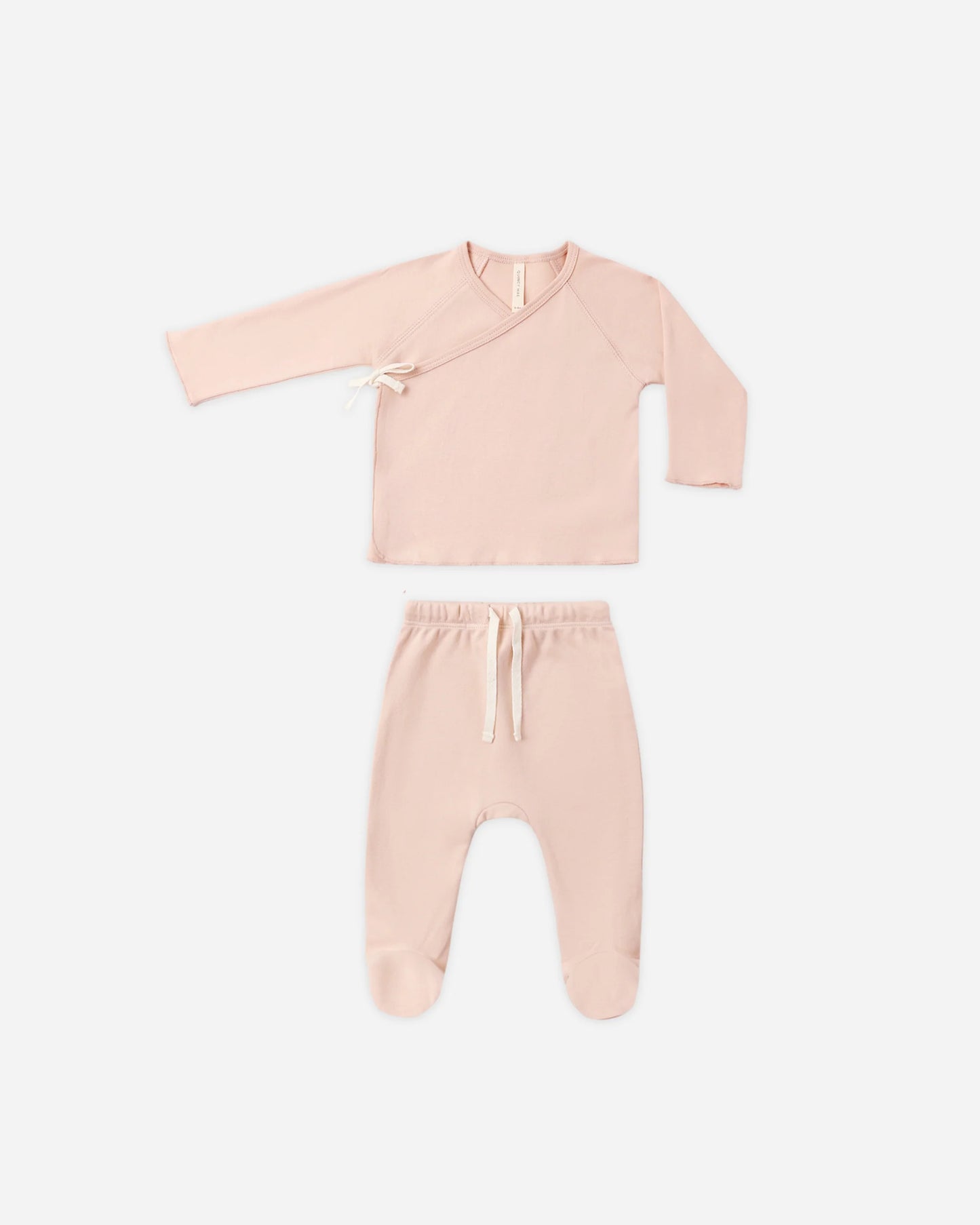 Quincy Mae - Wrap Top + Footed Pant Set - Dusty Rose