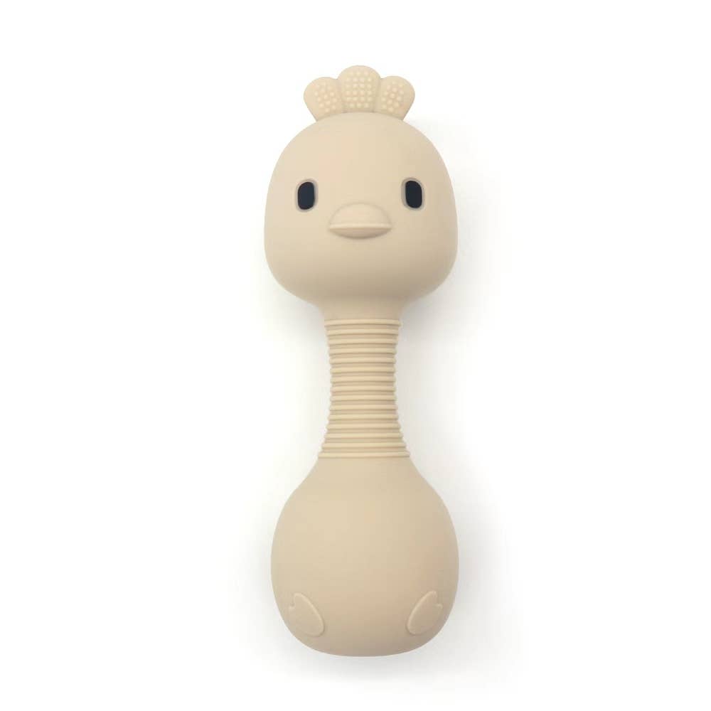 Little Mallow Silicone Chicken Rattle - Beige