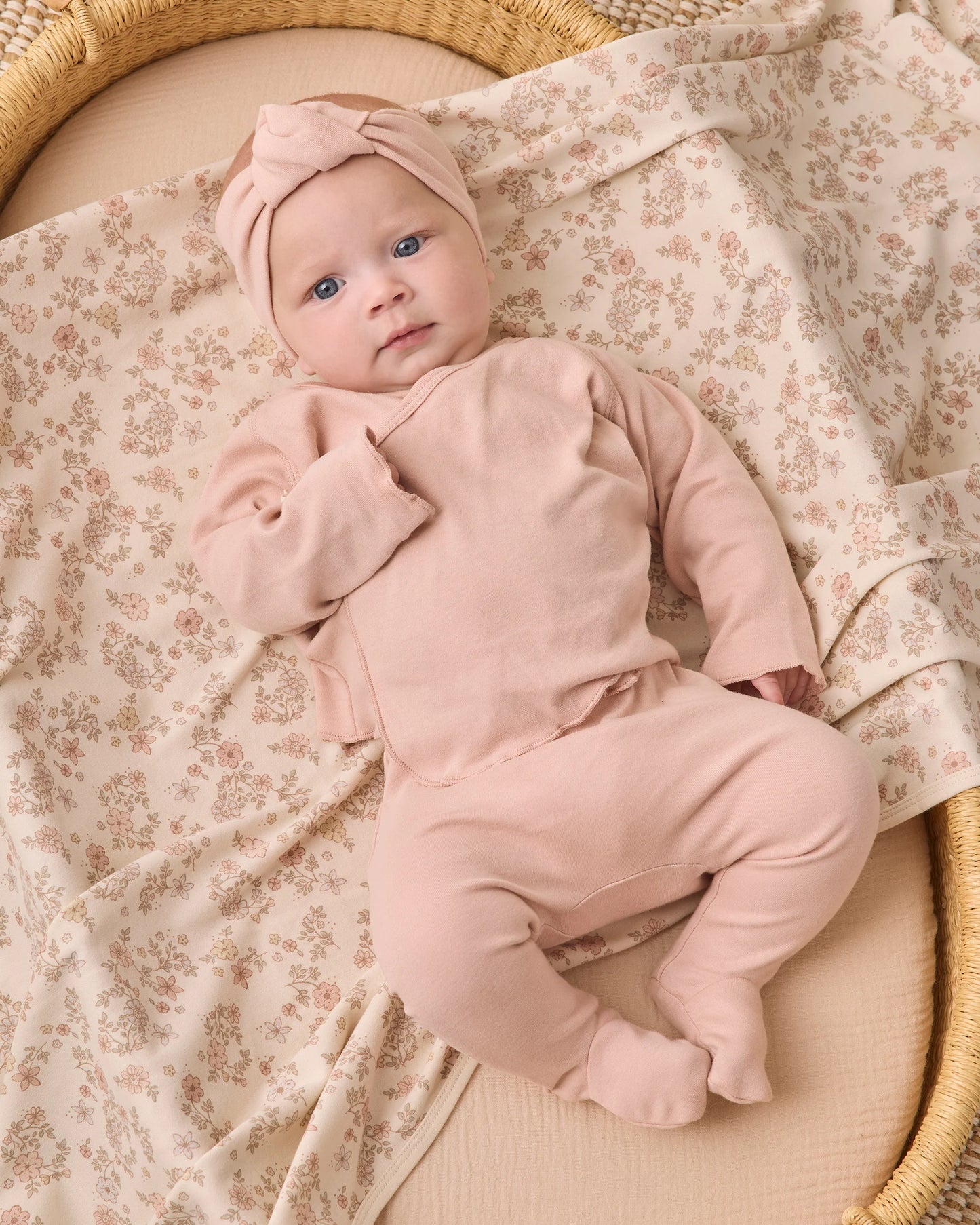 Quincy Mae - Wrap Top + Footed Pant Set - Dusty Rose