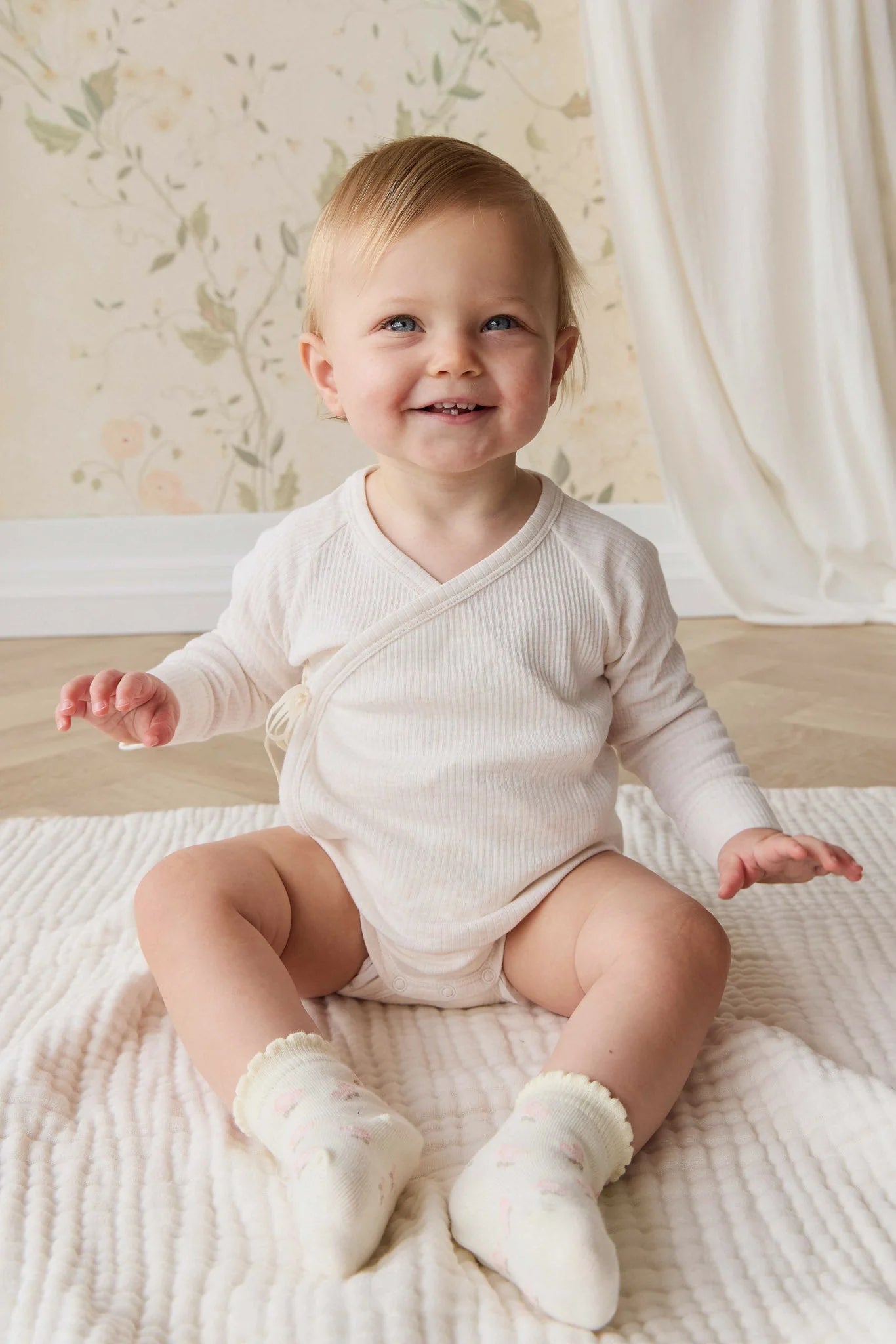 Jamie Kay - Tasha Floral Jacquard Sock - Egret