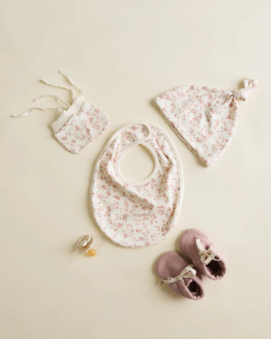 Quincy Mae - 2 Pack Jersey Snap Bib - French Garden & Rose Micro Stripe