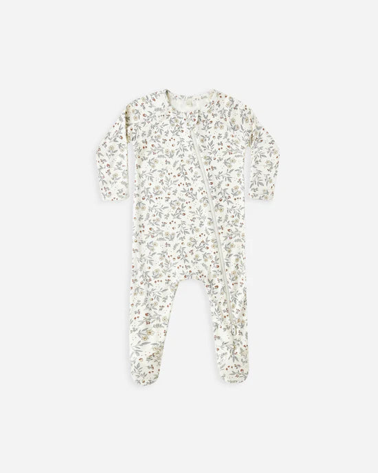 Quincy Mae - Bamboo Zip Footie - Woodland