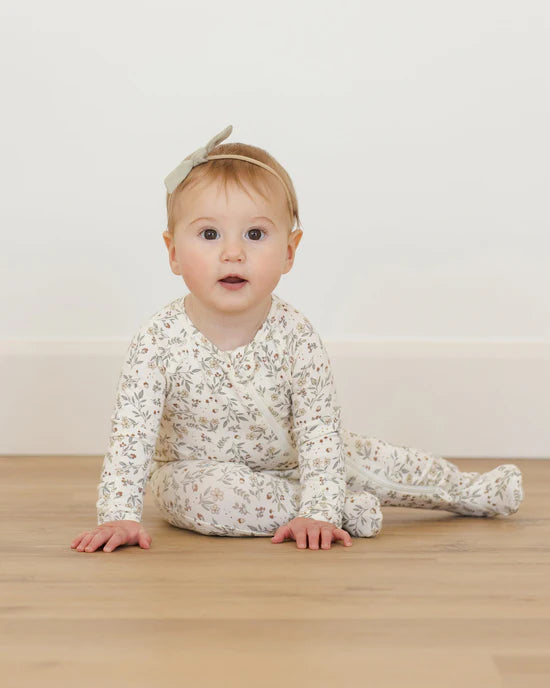 Quincy Mae - Bamboo Zip Footie - Woodland
