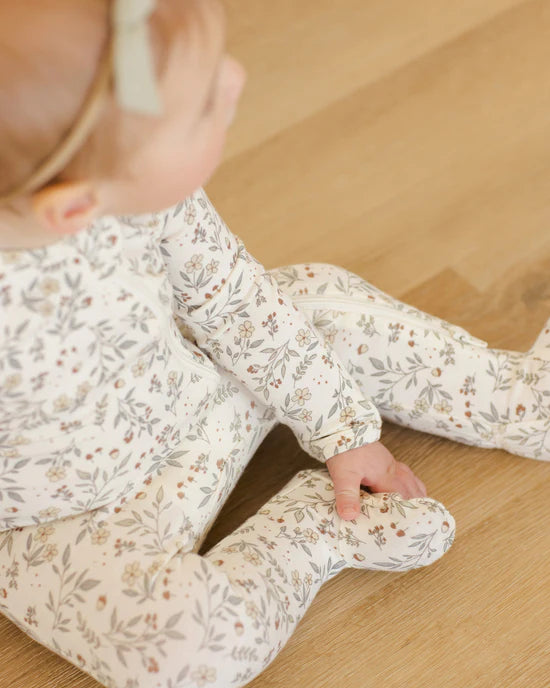 Quincy Mae - Bamboo Zip Footie - Woodland