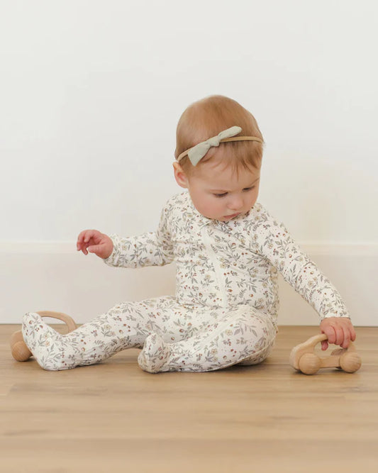 Quincy Mae - Bamboo Zip Footie - Woodland
