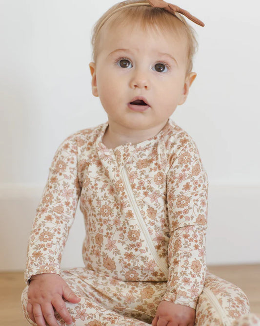 Quincy Mae - Bamboo Zip Footie - Bloom