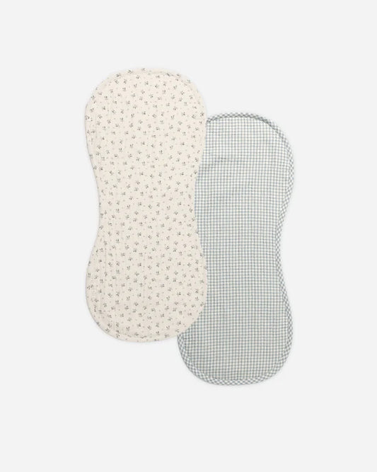 Quincy Mae - 2 Pack Burp Cloth - Bluebell & Blue Gingham