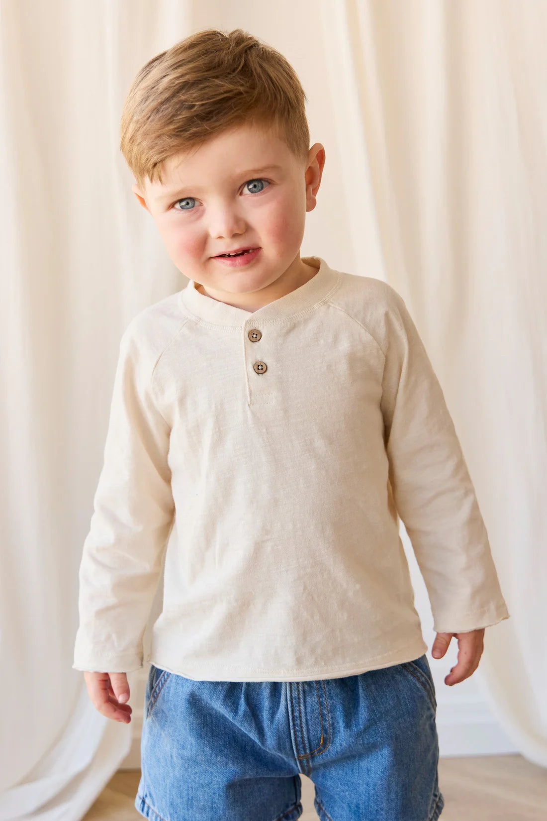 Jamie Kay - Organic Cotton Lewis Long Sleeve Tee - Parchment