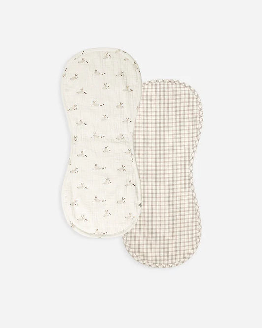 Quincy Mae - 2 Pack Burp Cloth - Bunnies & Cedar Check