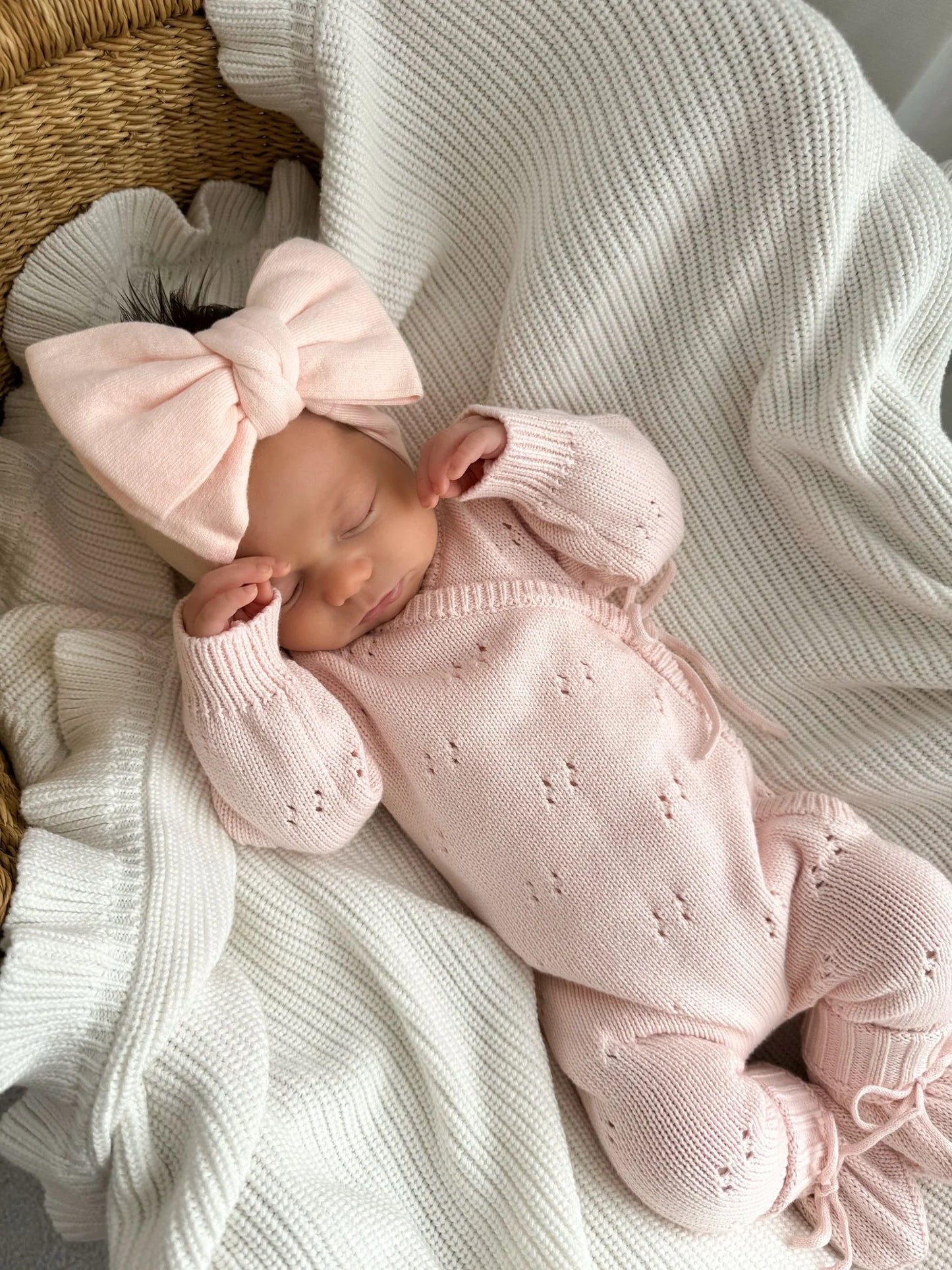 Petite + Co - Pointelle Long Romper - Baby Pink