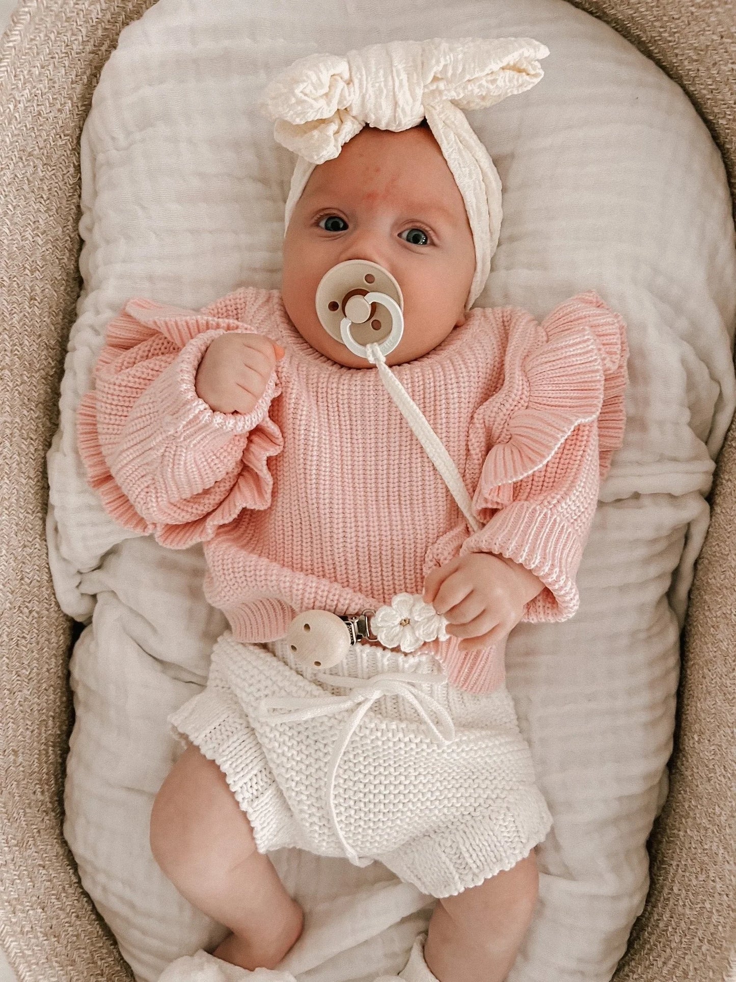 Petite + Co - Frill Knit Jumper - Baby Pink
