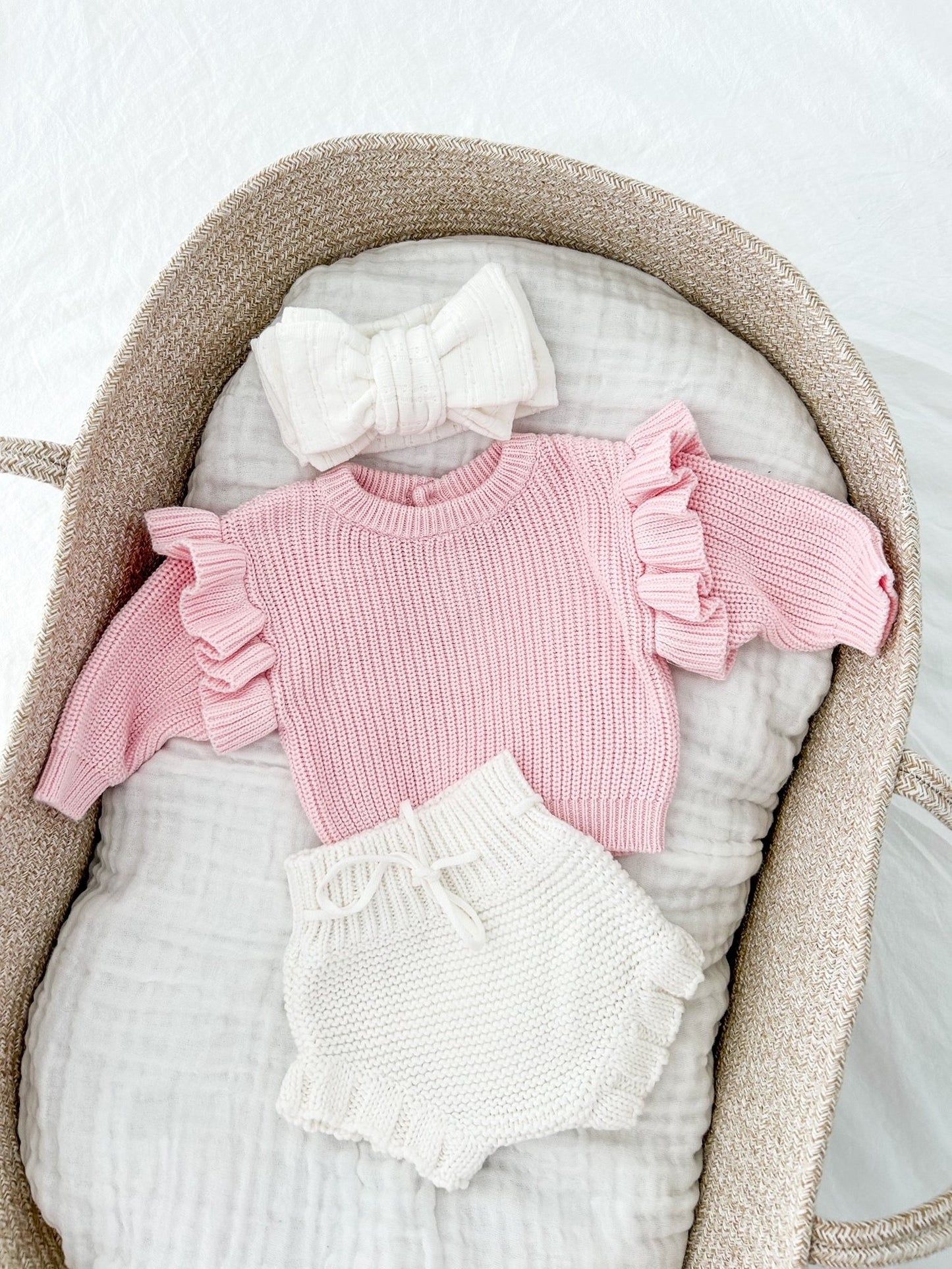 Petite + Co - Frill Knit Jumper - Baby Pink
