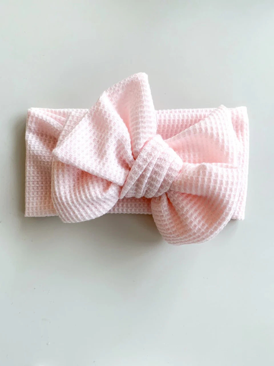 Petite + Co - Chunky Waffle Bow Headband - Baby Pink