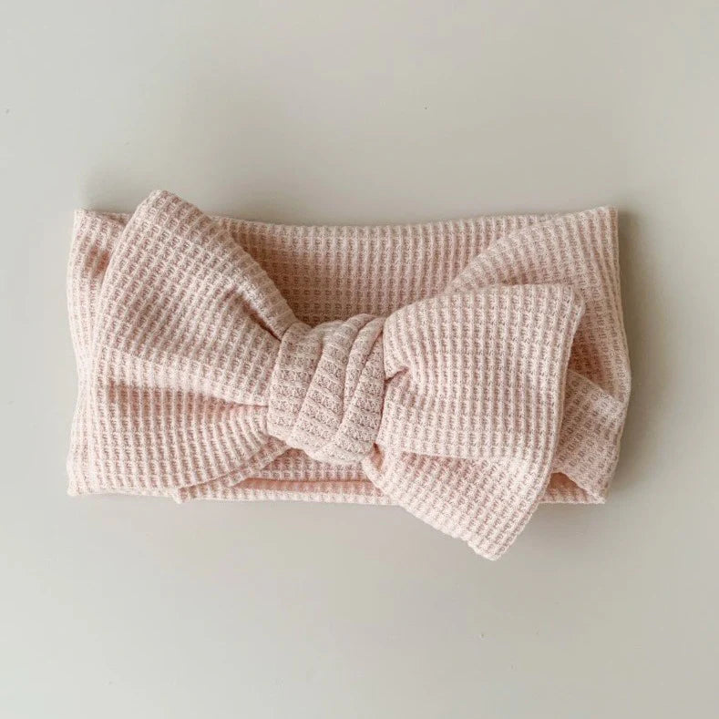 Petite + Co - Chunky Waffle Bow Headband - Beige