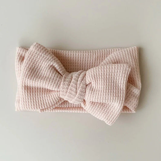 Petite + Co - Chunky Waffle Bow Headband - Beige
