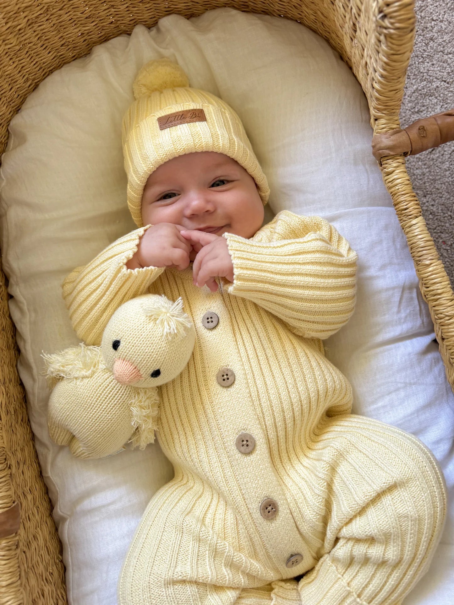 Little B's - Knitted Cotton Ribbed Beanie - Yellow