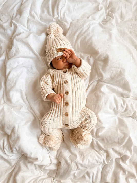 Little B's Nursery - Ribbed Romper - Honey Milk