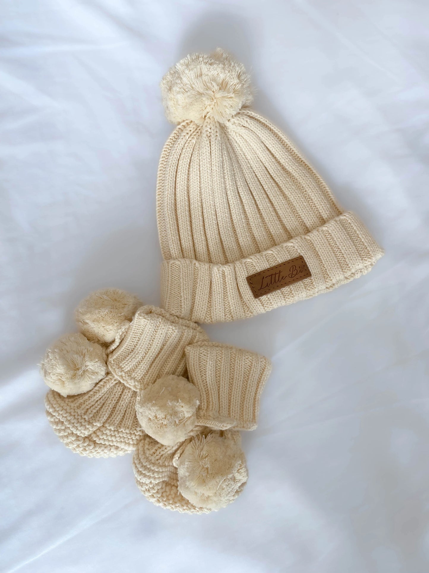 Little B's - Knitted Pom Pom Booties - Yellow