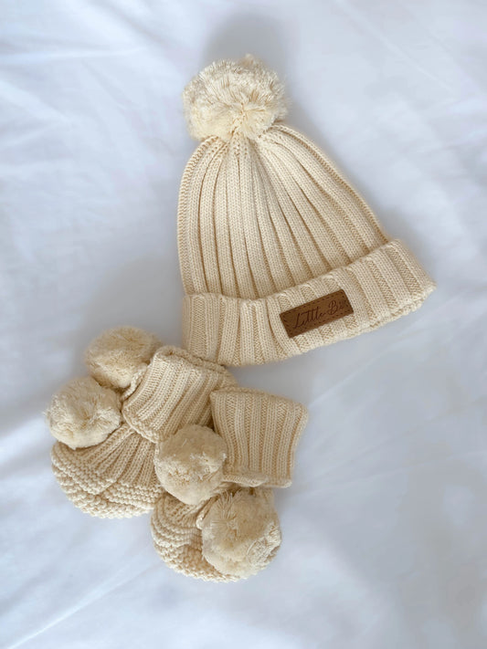 Little B's - Knitted Cotton Ribbed Beanie - Yellow