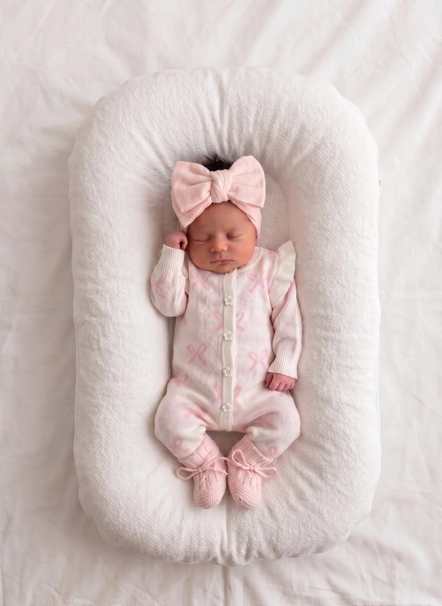 Petite + Co - Long Flutter Bow Romper - Milk
