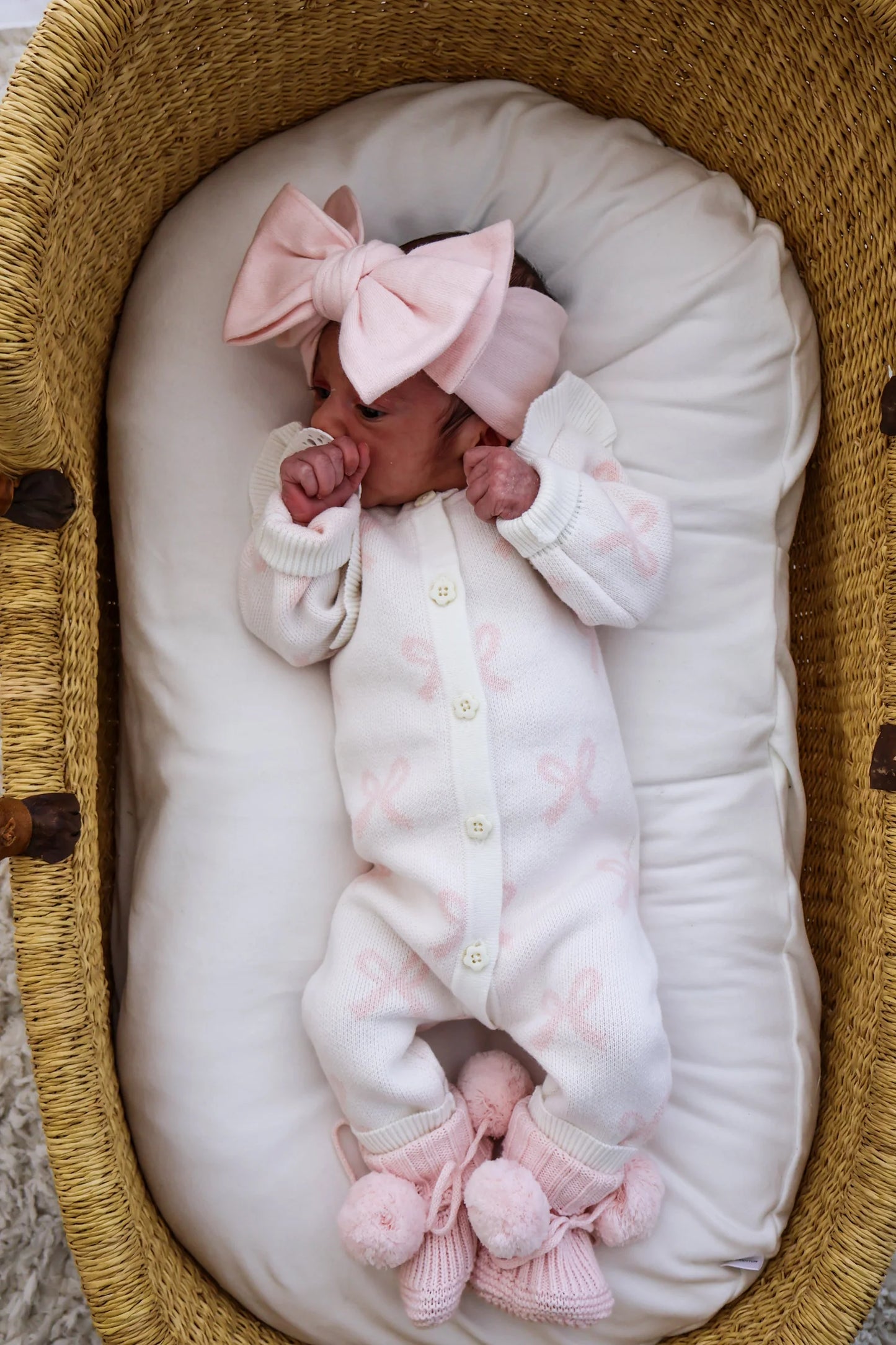 Petite + Co - Long Flutter Bow Romper - Milk