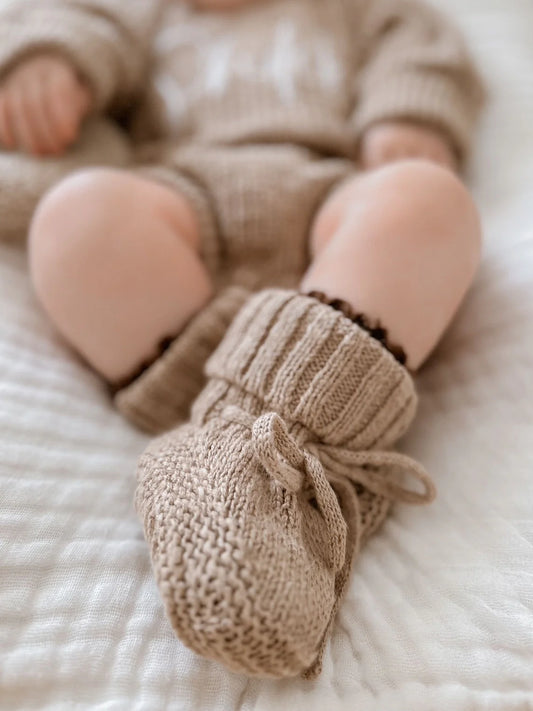 Petite + Co - Textured Cotton Booties - Brown