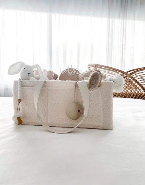 Petite + Co - Nappy Caddy Organiser Teddy - Bone Handles