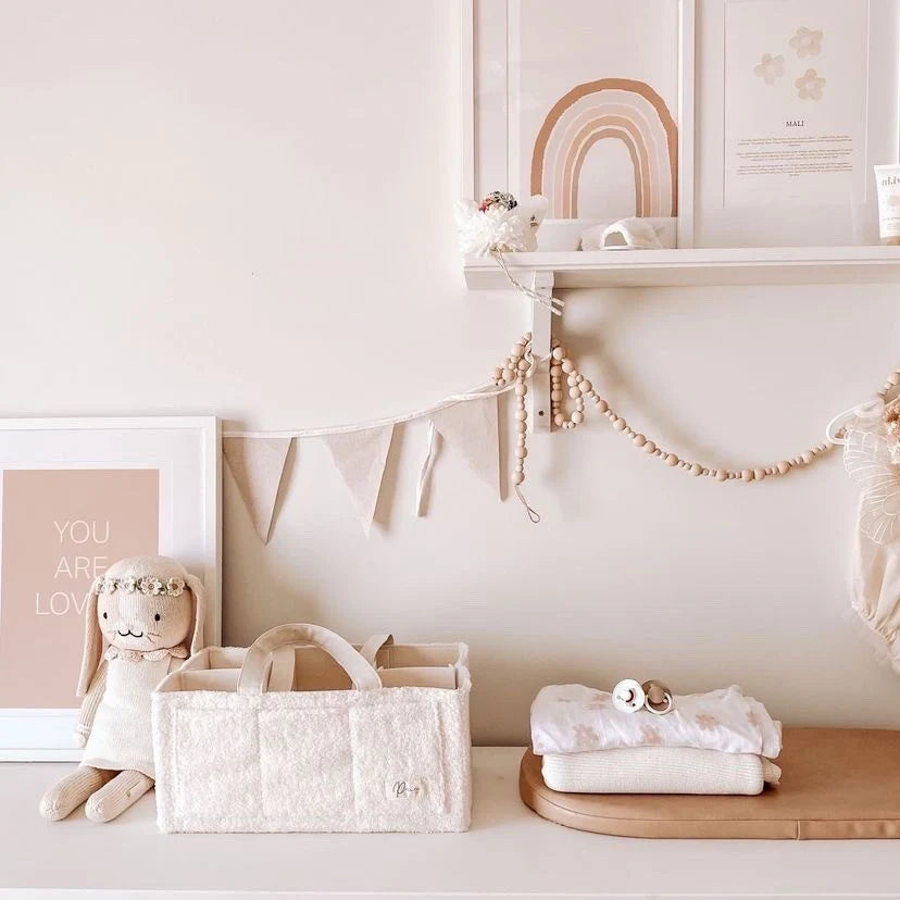 Petite + Co - Nappy Caddy Organiser Teddy - Bone Handles