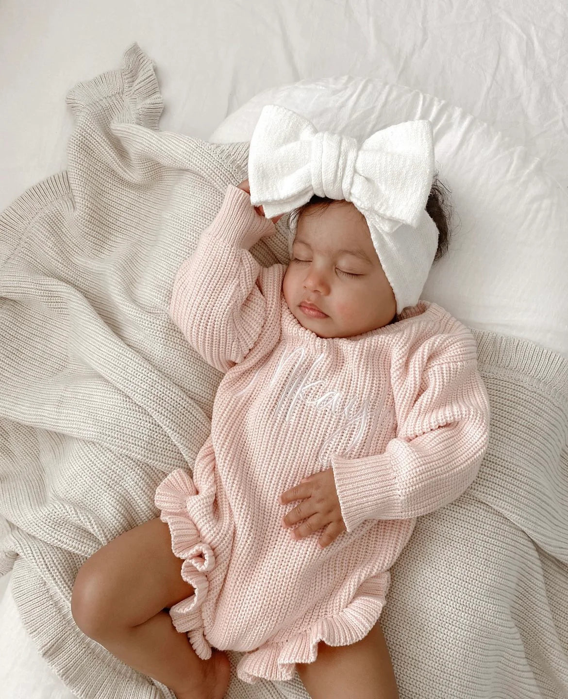 Petite + Co - Ribbed Leg Frill Romper - Baby Pink