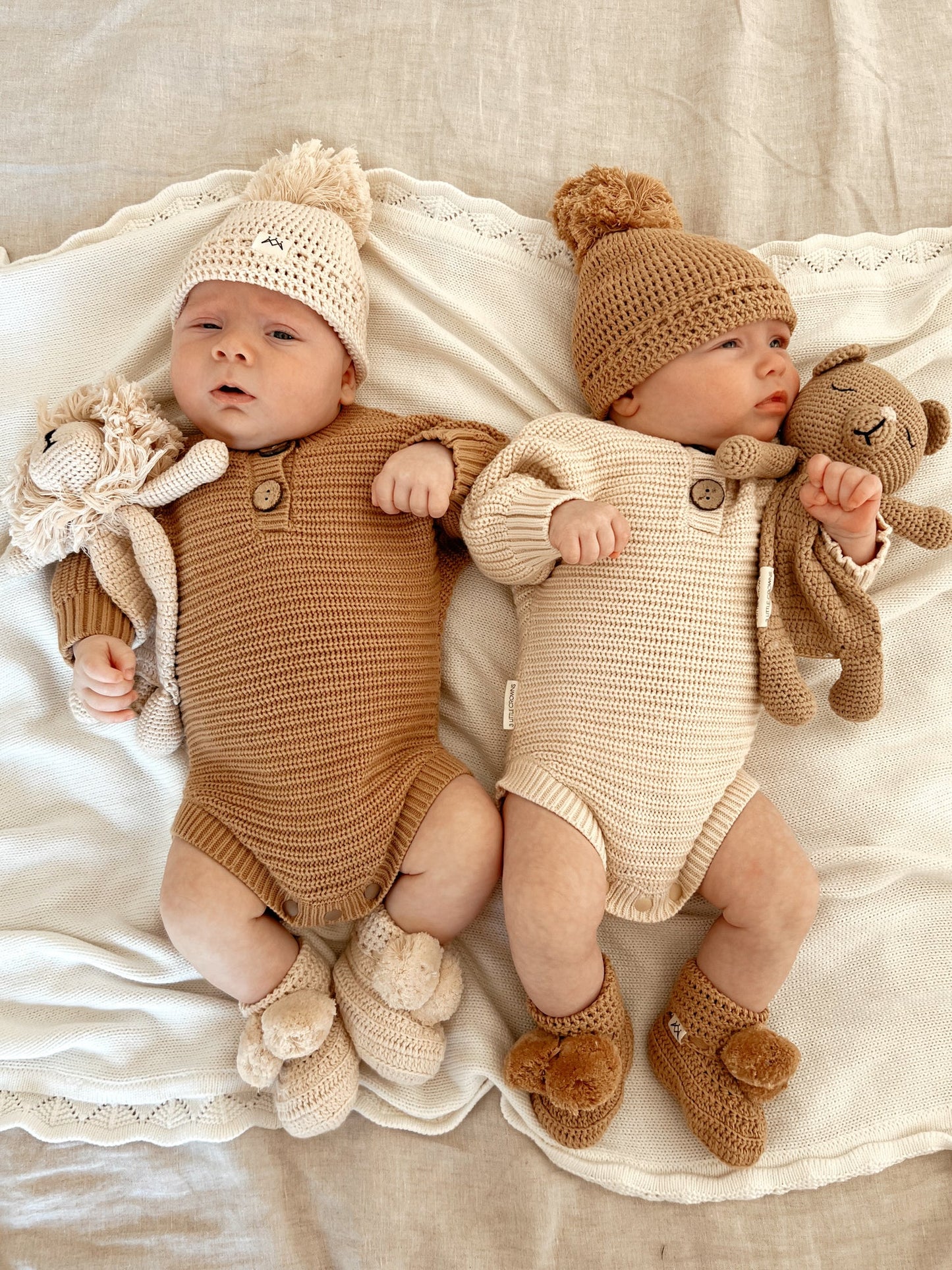 3 Little Crowns - Textured Knit Bodysuit - Coco