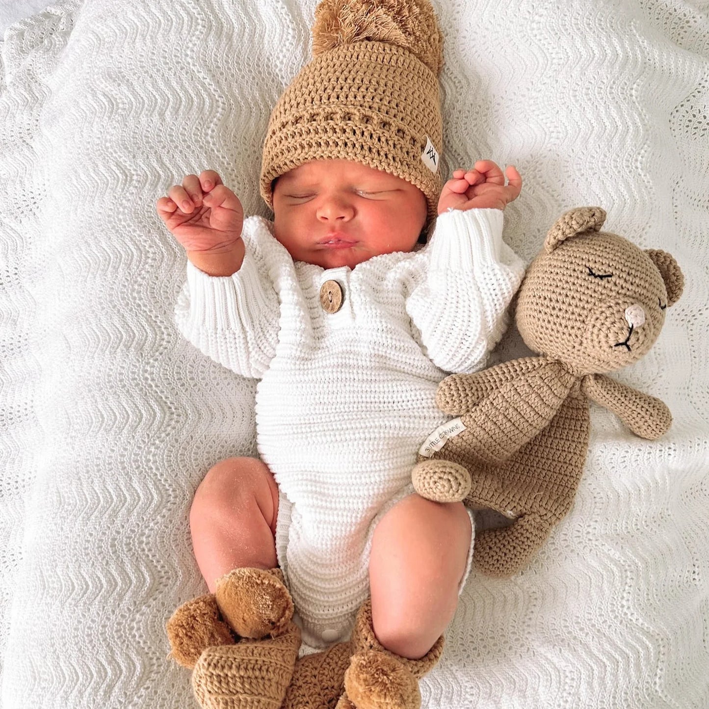 3 Little Crowns - Textured Knit Bodysuit - Ivory