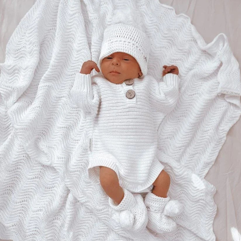 3 Little Crowns - Textured Knit Bodysuit - Ivory
